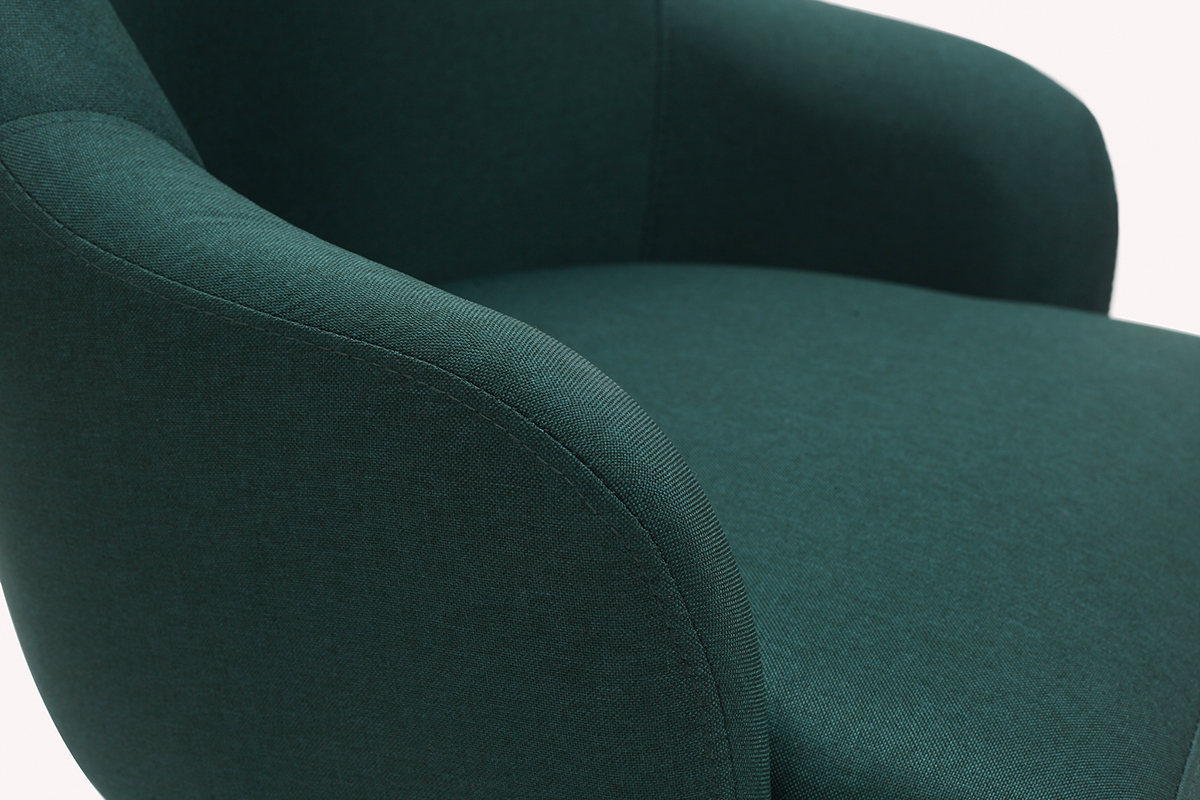 Design-Sessel dunkelgrner Stoff und Metallbeine Schwarz AMON