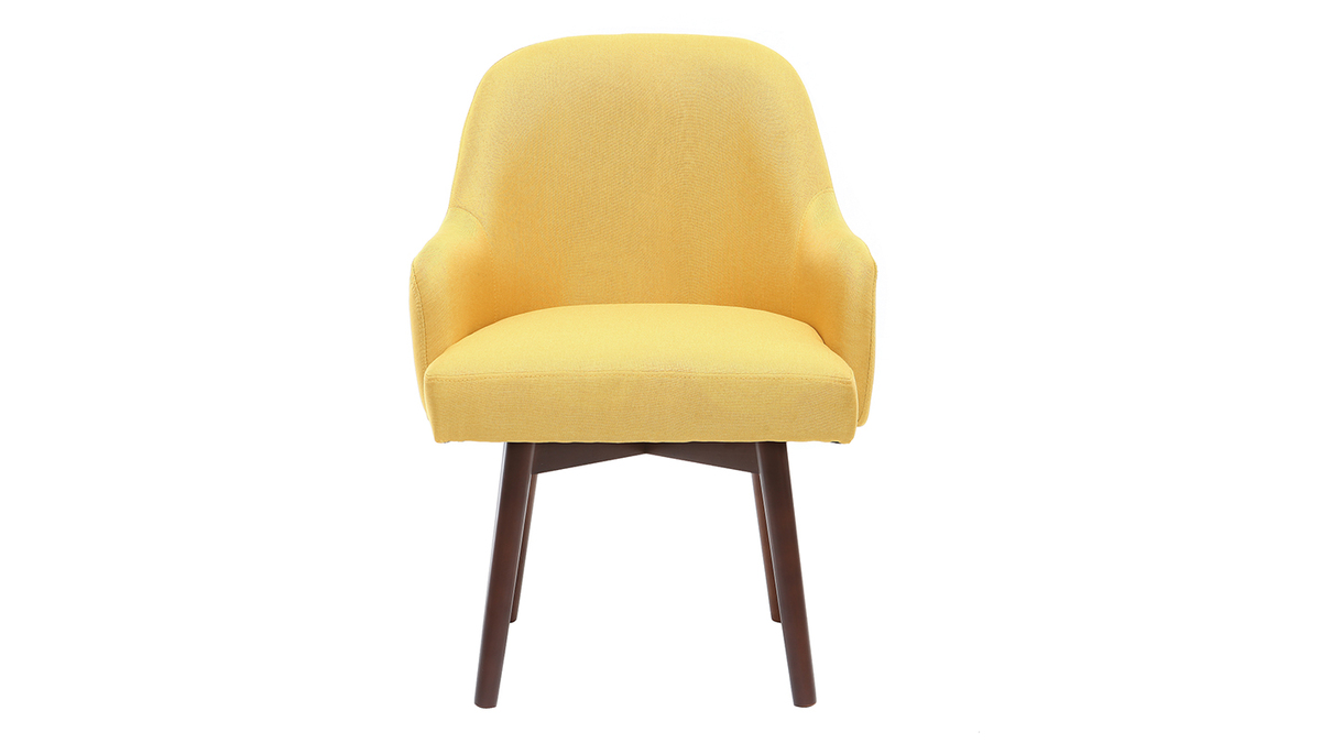 Design-Sessel Gelb dunkle Holzbeine MONA