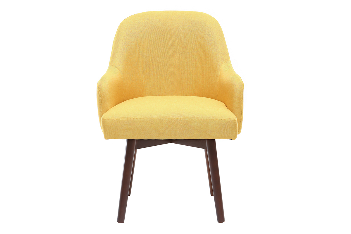 Design-Sessel Gelb dunkle Holzbeine MONA