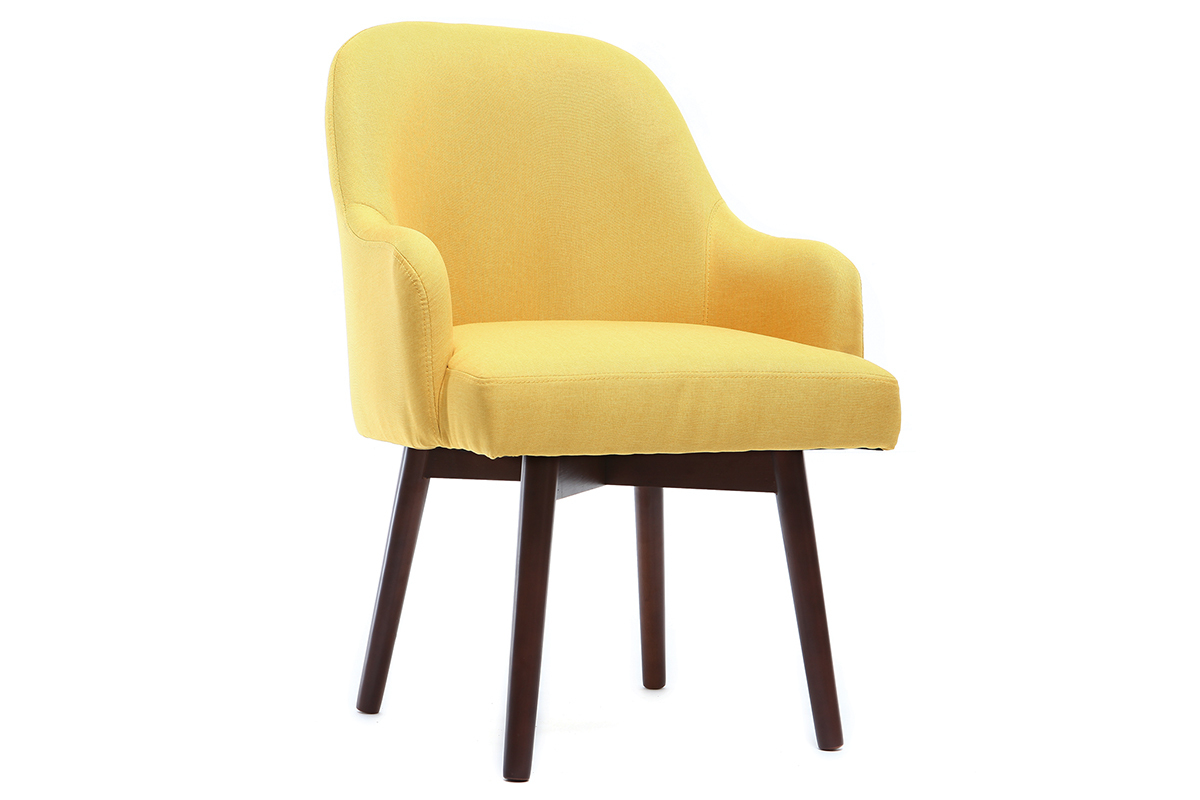 Design-Sessel Gelb dunkle Holzbeine MONA