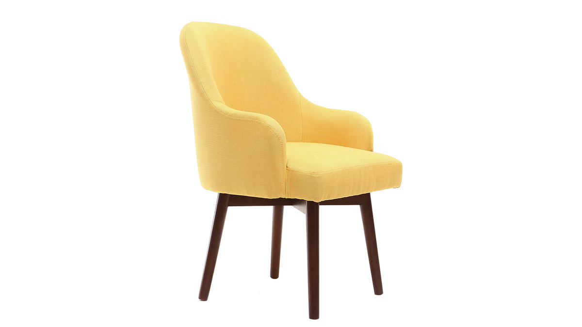 Design-Sessel Gelb dunkle Holzbeine MONA