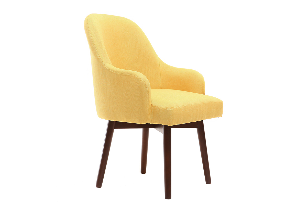 Design-Sessel Gelb dunkle Holzbeine MONA