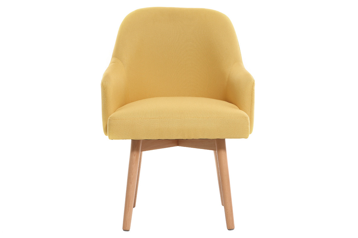 Design-Sessel Gelb helle Holzbeine MONA
