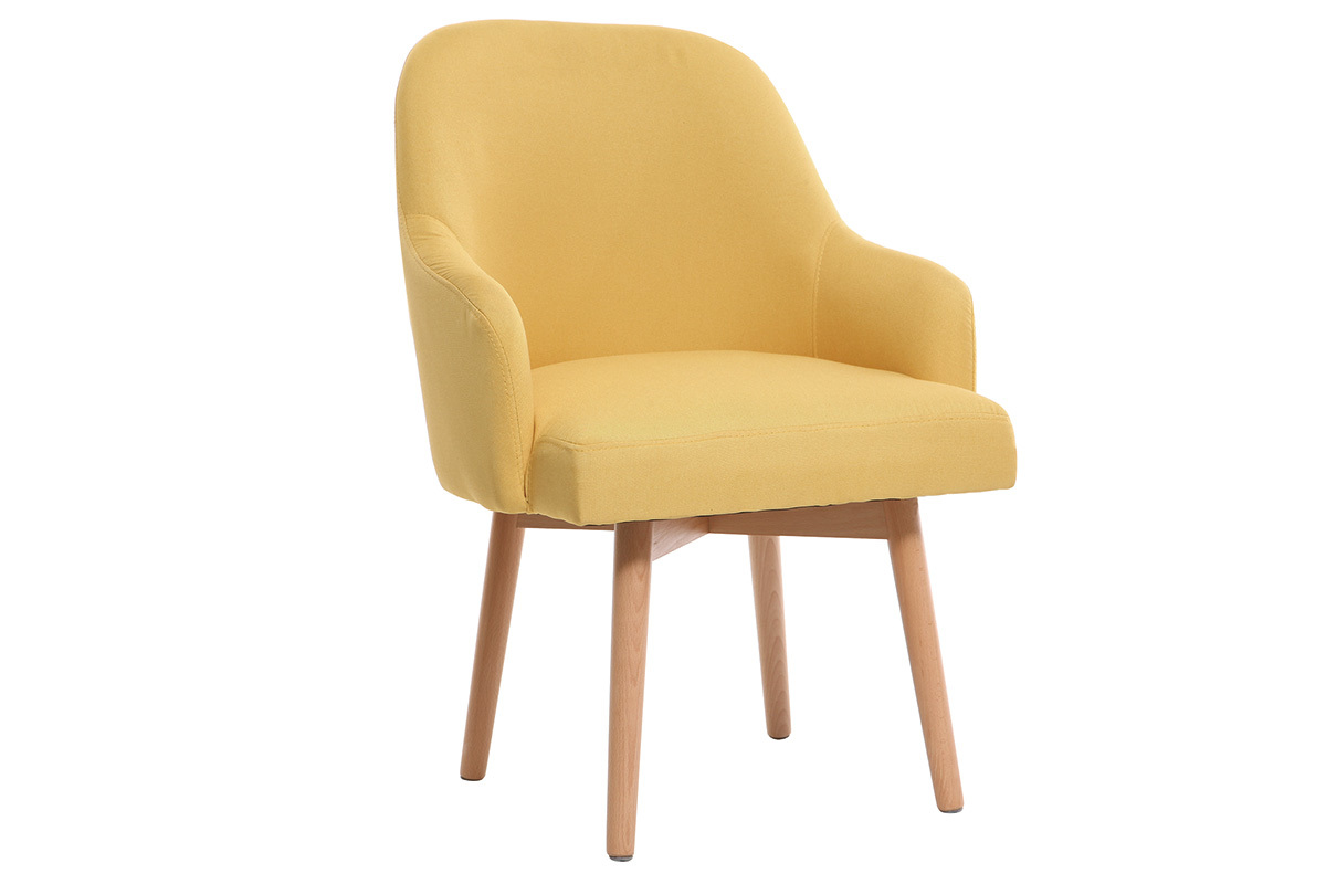 Design-Sessel Gelb helle Holzbeine MONA