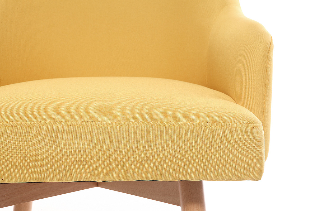 Design-Sessel Gelb helle Holzbeine MONA