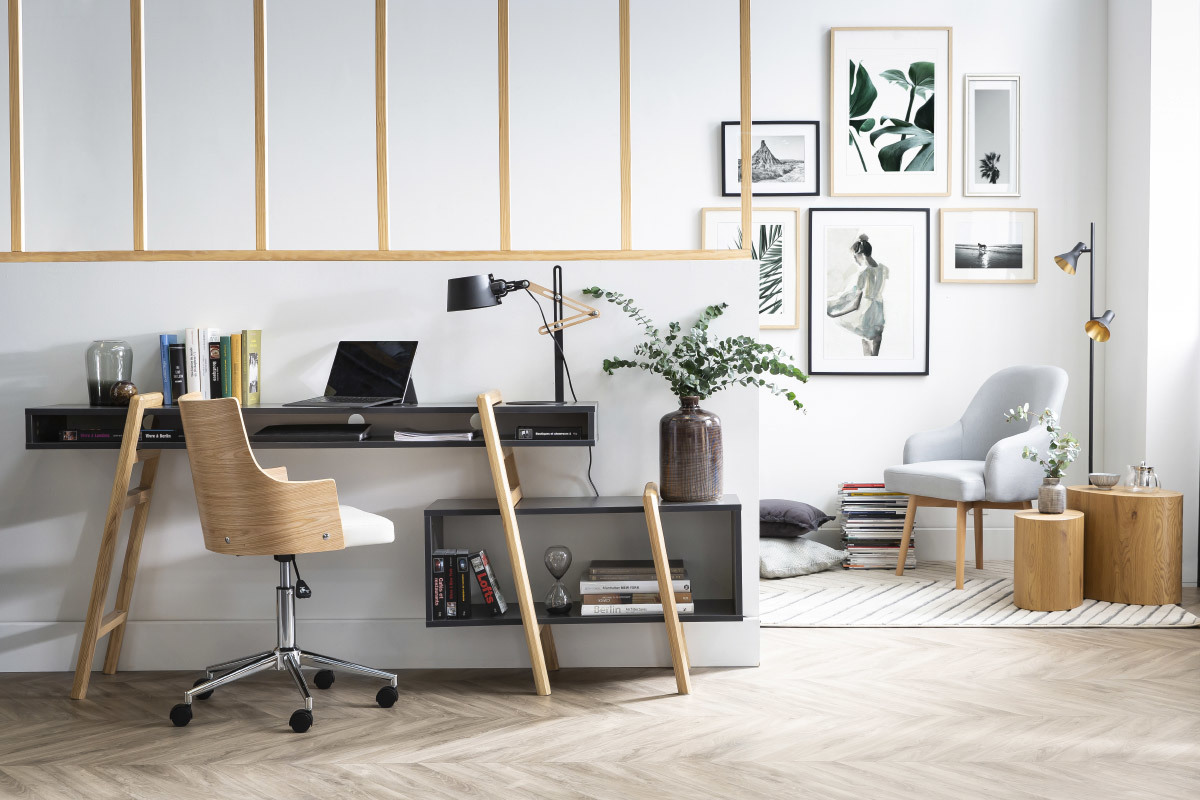 Design-Sessel Grau helle Holzbeine MONA