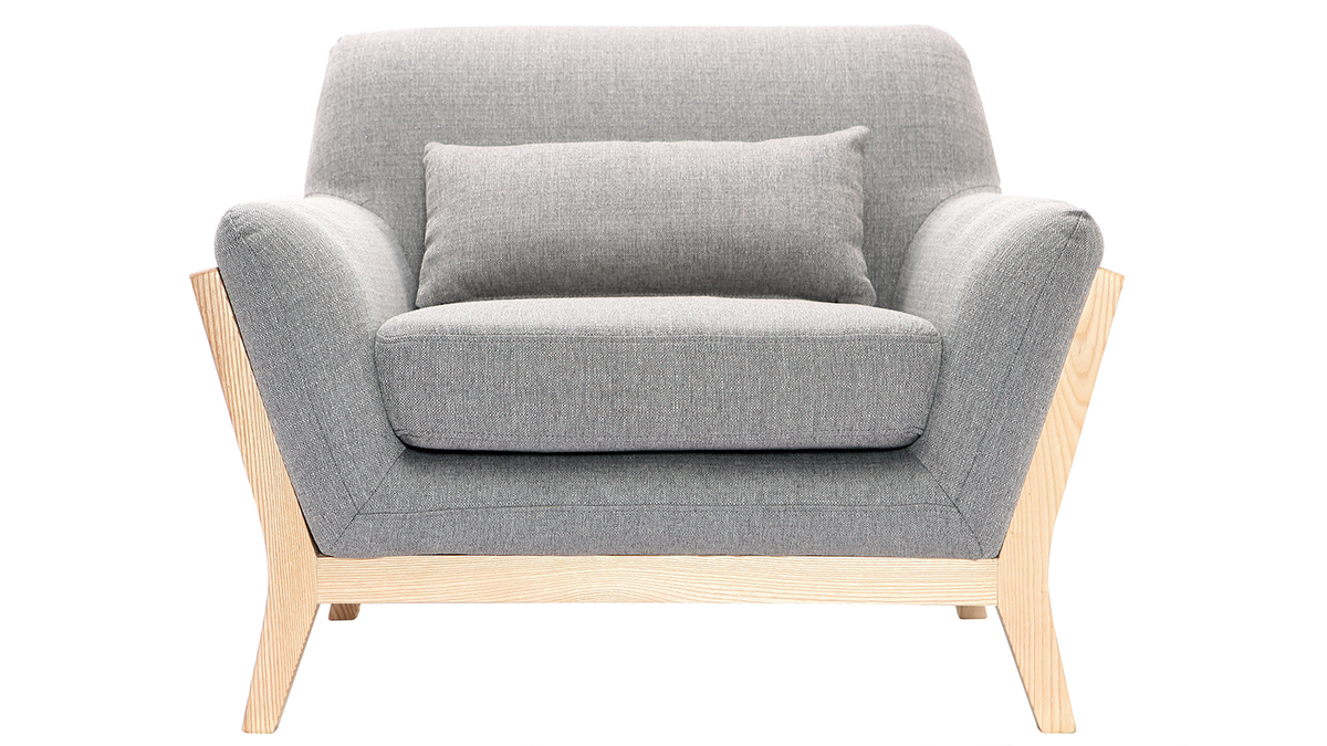 Design-Sessel Grau Holzbeine YOKO