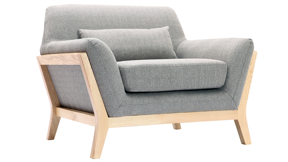 Design-Sessel Grau Holzbeine YOKO