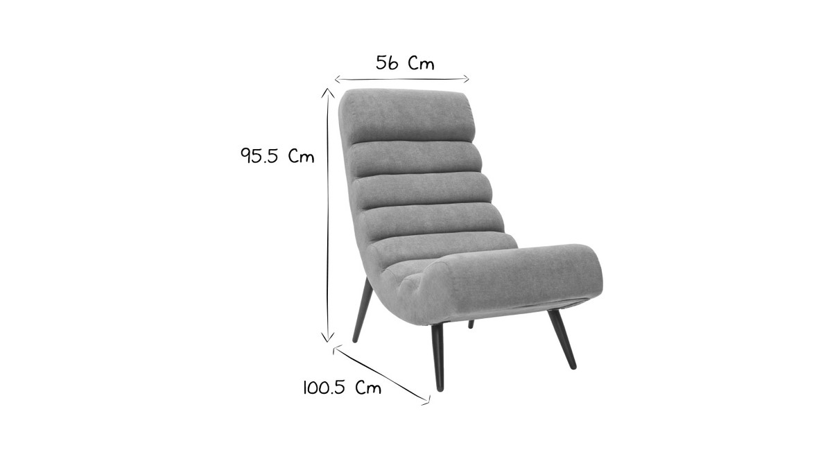Design-Sessel grauer Samteffekt und schwarzes Metall TAYLOR
