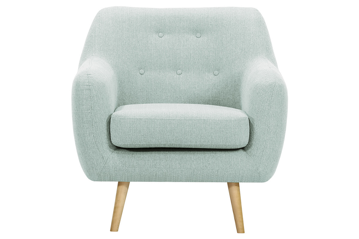 Design-Sessel helles Holz und minzgrner Stoff OLAF