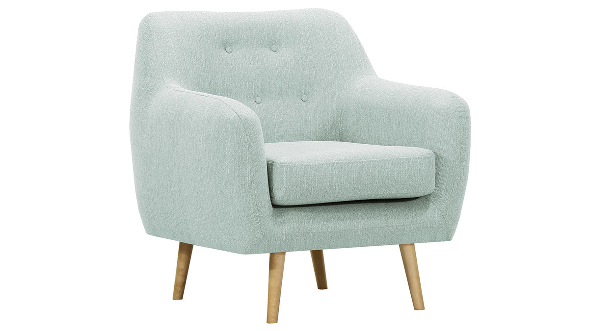 Design-Sessel helles Holz und minzgrner Stoff OLAF