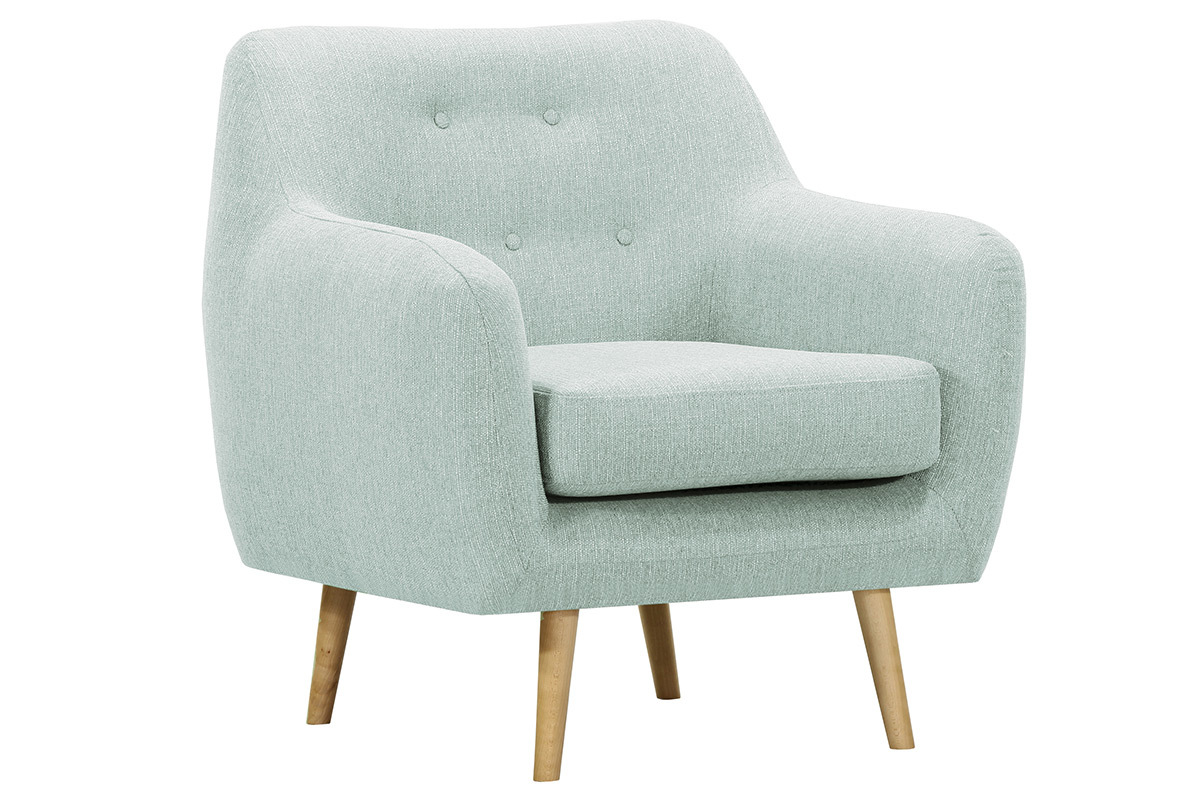 Design-Sessel helles Holz und minzgrner Stoff OLAF