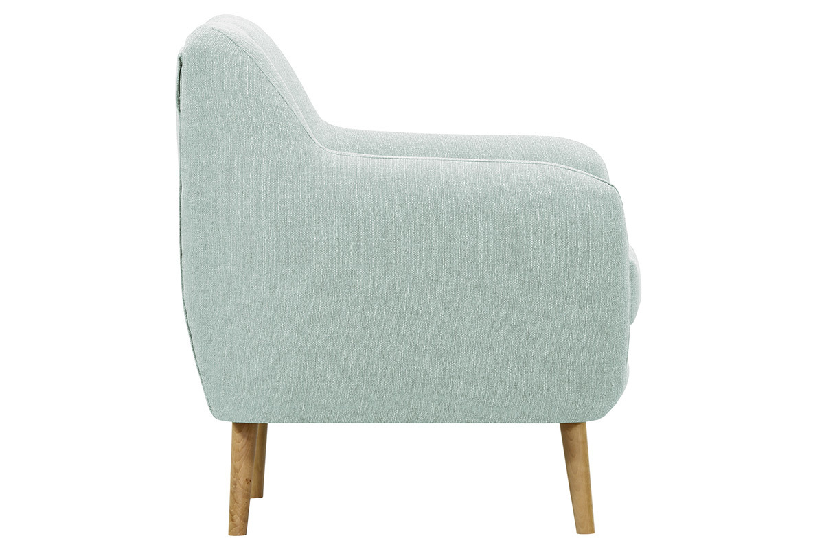 Design-Sessel helles Holz und minzgrner Stoff OLAF