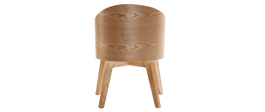Design-Sessel - helles Holz und PU Weiß - NORDECO