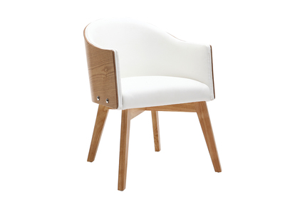 Design-Sessel - helles Holz und PU Weiß - NORDECO
