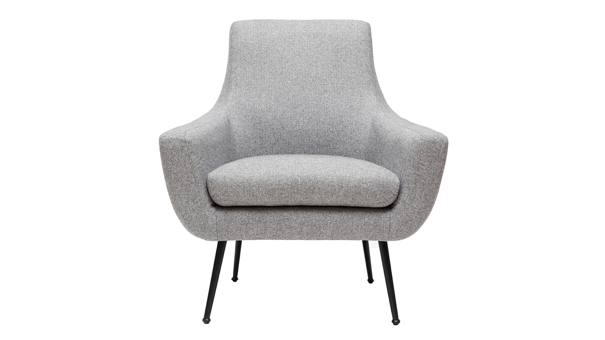 Design-Sessel Hellgrau und schwarzes Metall MONTANA