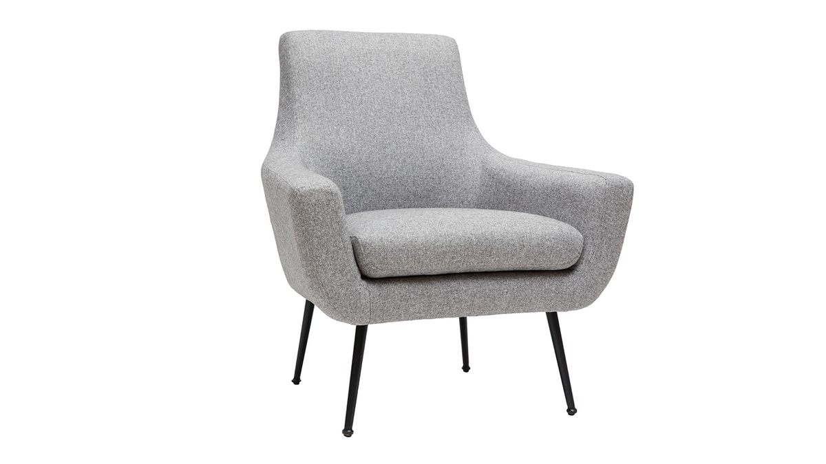Design-Sessel Hellgrau und schwarzes Metall MONTANA