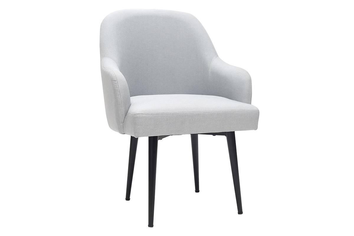 Design-Sessel hellgrauer Stoff und Metallbeine Schwarz AMON