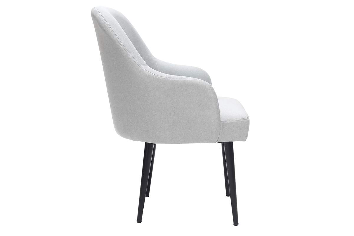 Design-Sessel hellgrauer Stoff und Metallbeine Schwarz AMON