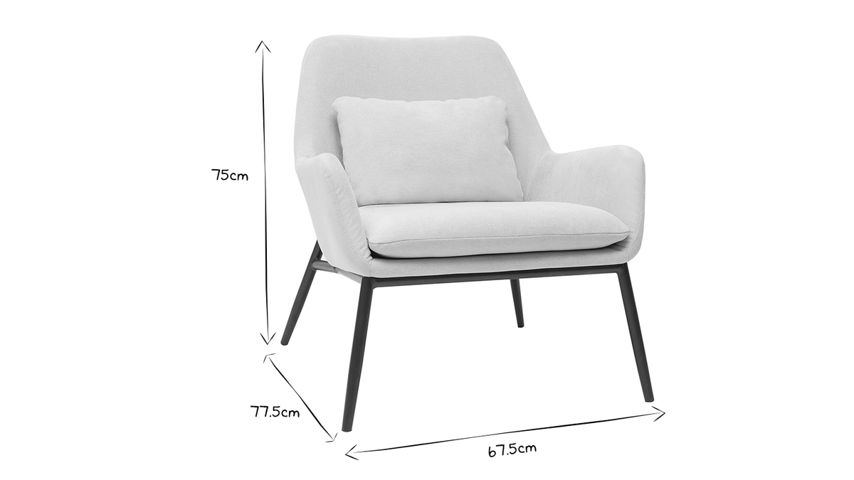 Design-Sessel im beigen Samtdesign mit schwarzem Metall MAXINE