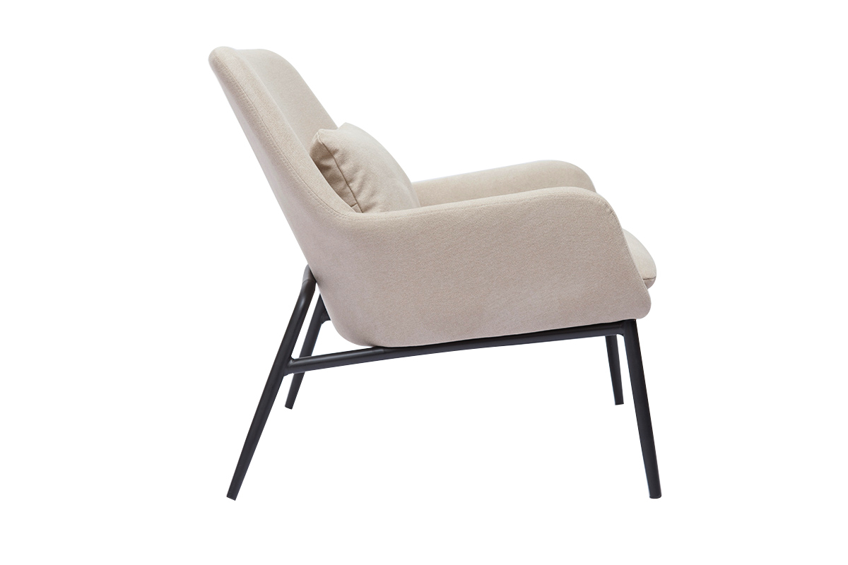 Design-Sessel im beigen Samtdesign mit schwarzem Metall MAXINE