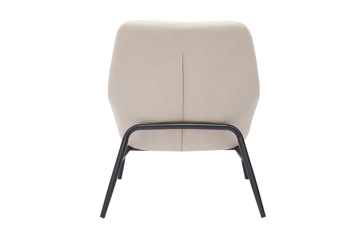 Design-Sessel im beigen Samtdesign mit schwarzem Metall MAXINE