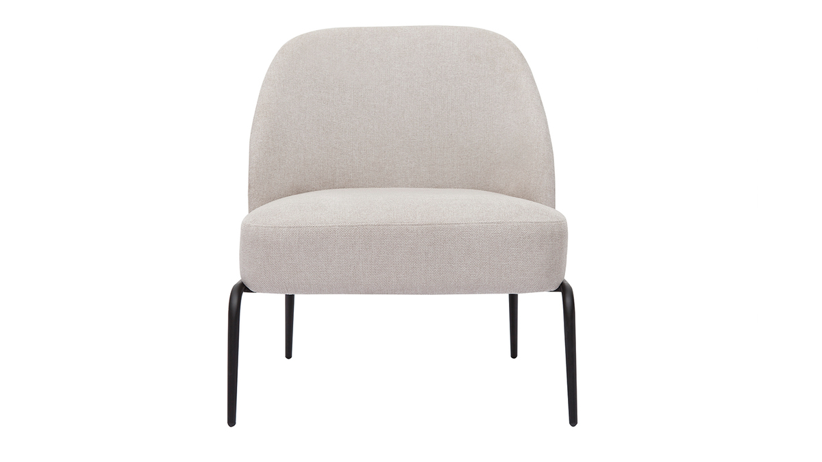 Design-Sessel im beigen Samtdesign mit schwarzem Metallfu BREGO