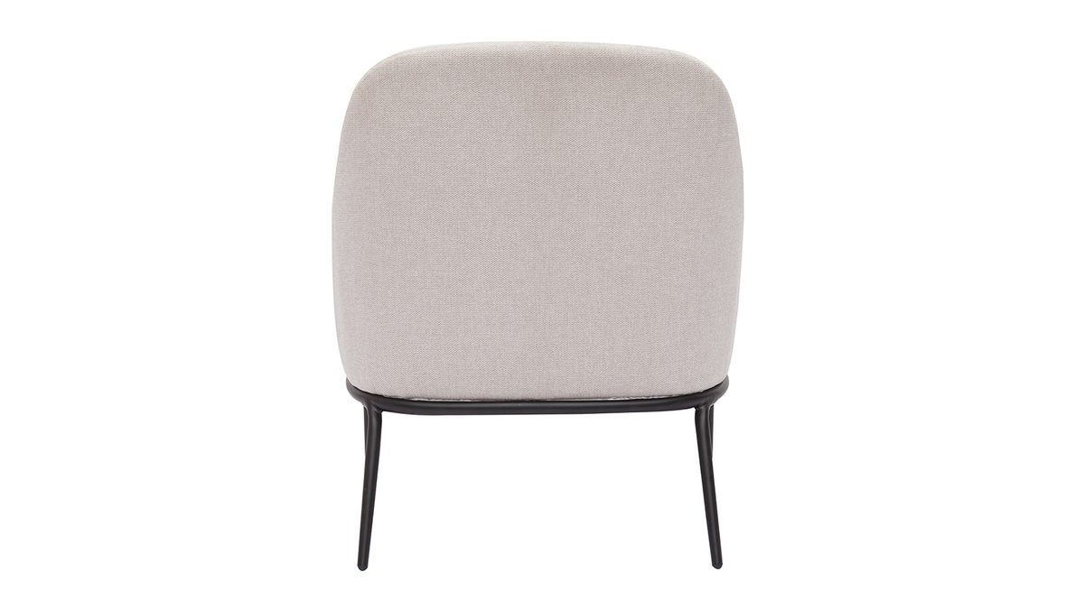Design-Sessel im beigen Samtdesign mit schwarzem Metallfu BREGO