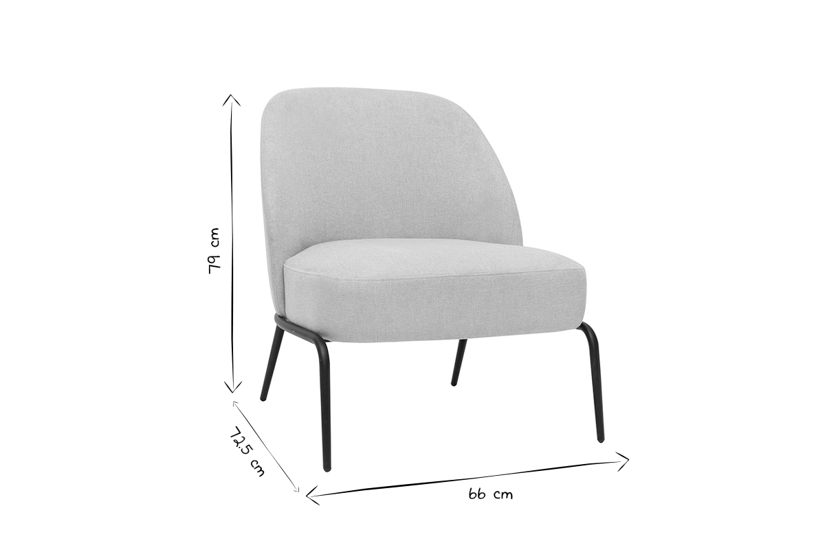 Design-Sessel im beigen Samtdesign mit schwarzem Metallfu BREGO