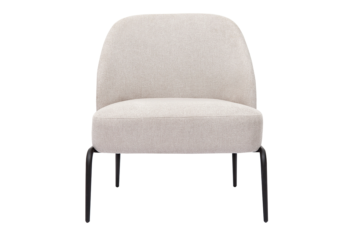 Design-Sessel im beigen Samtdesign mit schwarzem Metallfu BREGO