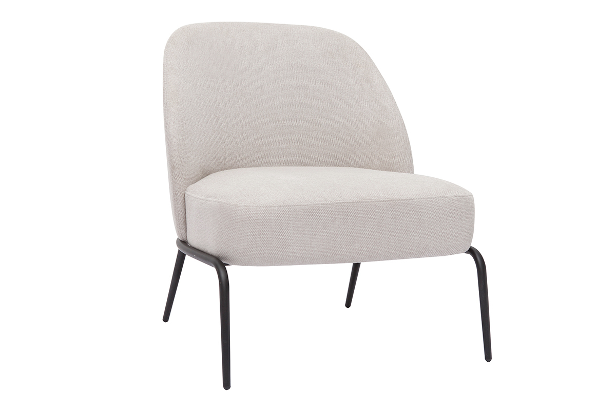 Design-Sessel im beigen Samtdesign mit schwarzem Metallfu BREGO