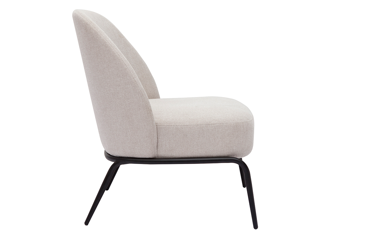 Design-Sessel im beigen Samtdesign mit schwarzem Metallfu BREGO