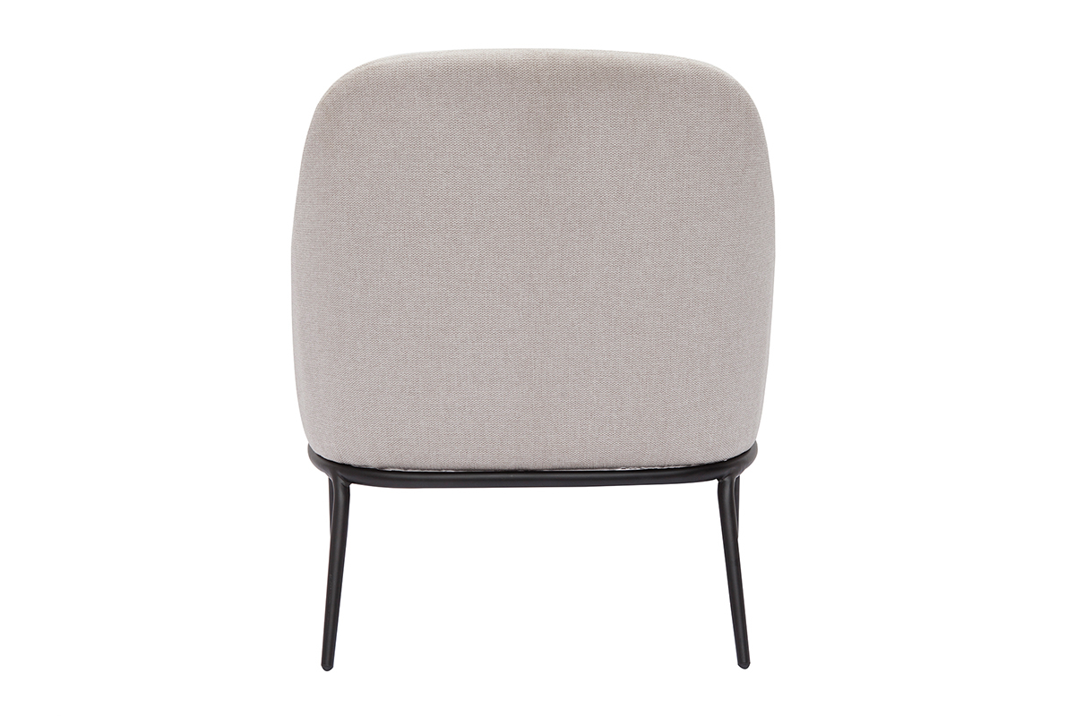 Design-Sessel im beigen Samtdesign mit schwarzem Metallfu BREGO