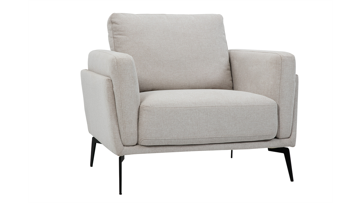 Design-Sessel im beigen Samtdesign mit schwarzem Metallfu MOSCO