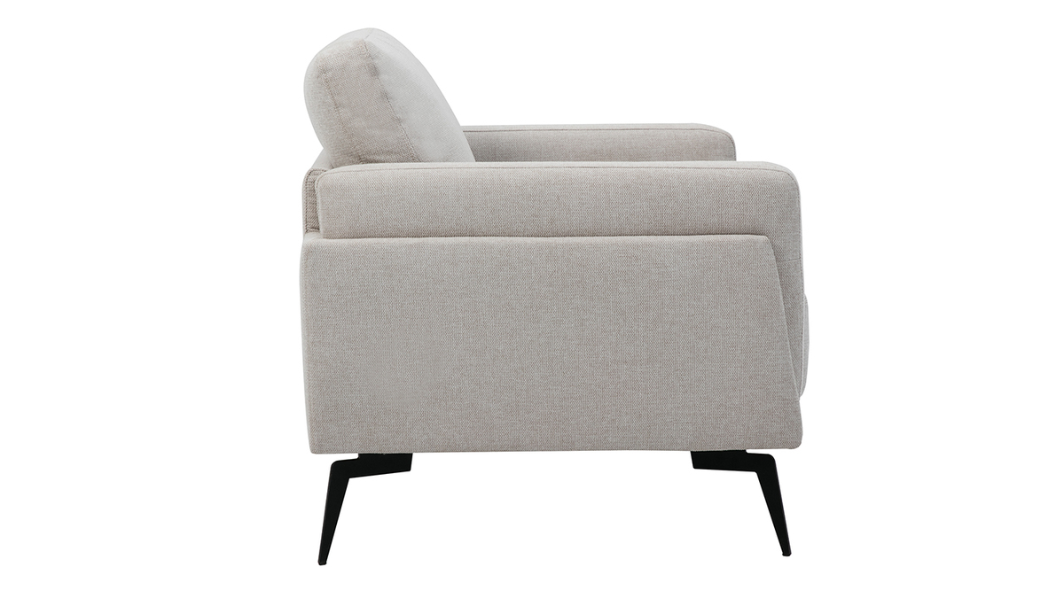 Design-Sessel im beigen Samtdesign mit schwarzem Metallfu MOSCO