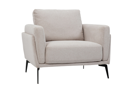 Design-Sessel im beigen Samtdesign mit schwarzem Metallfuß MOSCO