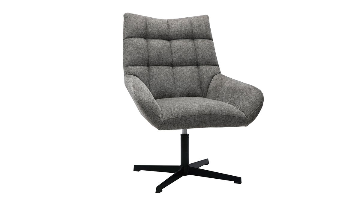 Design Sessel im dunkelgrauen strukturiertem Samtdesign drehbar KING