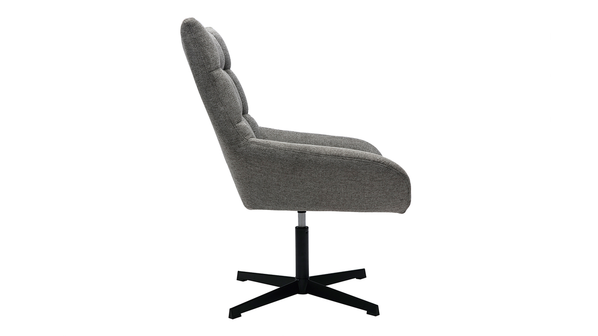 Design Sessel im dunkelgrauen strukturiertem Samtdesign drehbar KING