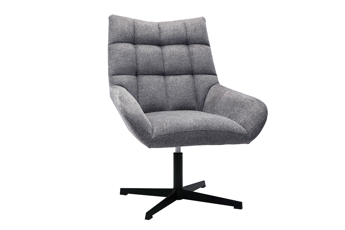 Design Sessel im dunkelgrauen strukturiertem Samtdesign drehbar KING