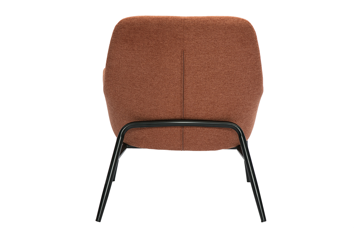 Design-Sessel im terracottafarbenem Samtdesign mit schwarzem Metall MAXINE