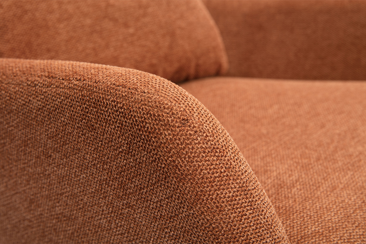 Design-Sessel im terracottafarbenem Samtdesign mit schwarzem Metall MAXINE