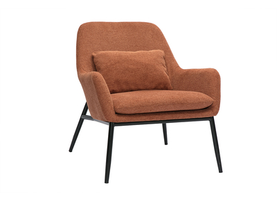Design-Sessel im terracottafarbenem Samtdesign mit schwarzem Metall MAXINE