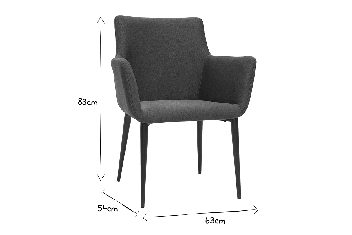 Design-Sessel mit anthrazitgrauem Stoff und Metall CARLIE