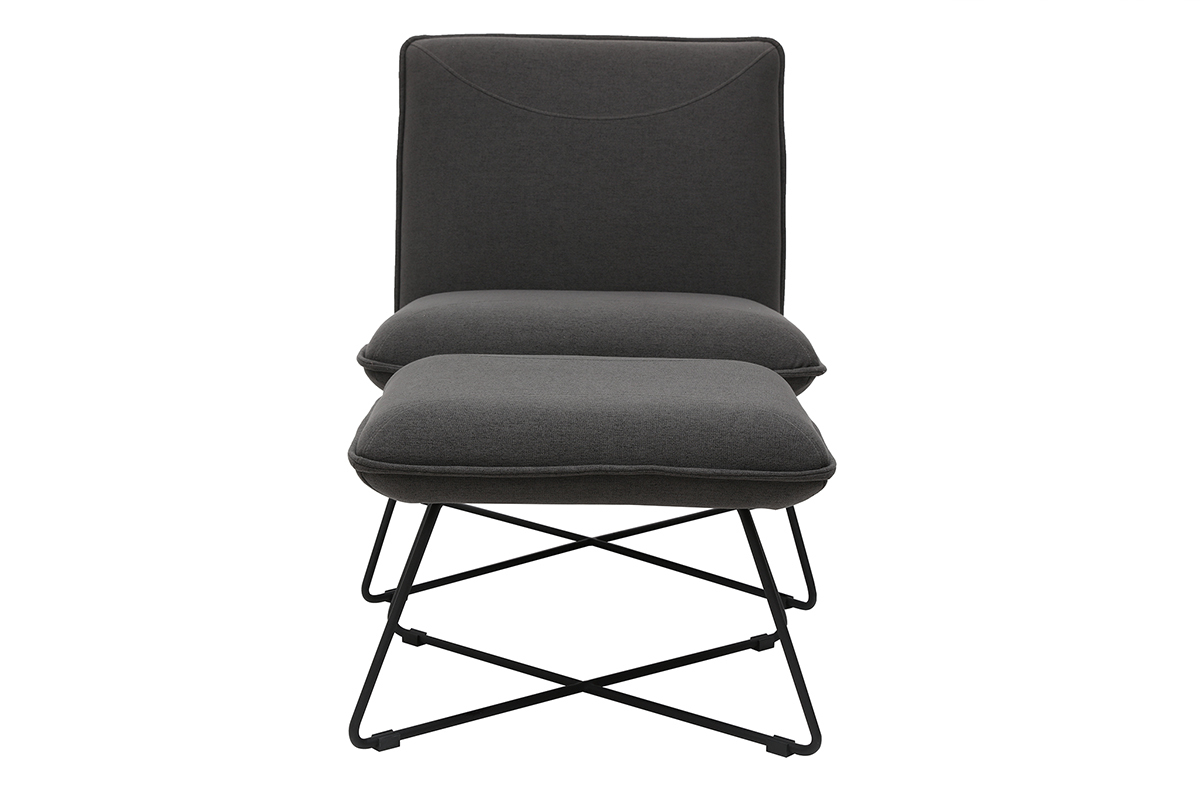 Design-Sessel mit Fuablage Stoff in Dunkelgrau PHILO
