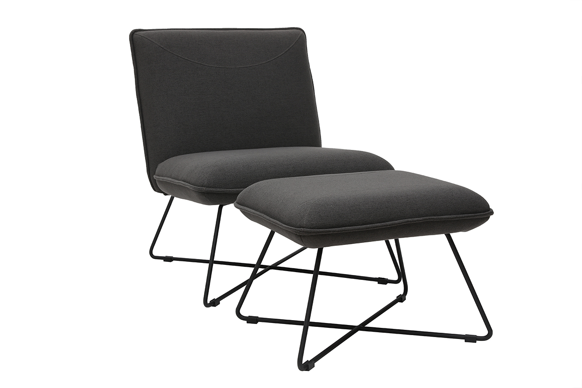Design-Sessel mit Fuablage Stoff in Dunkelgrau PHILO