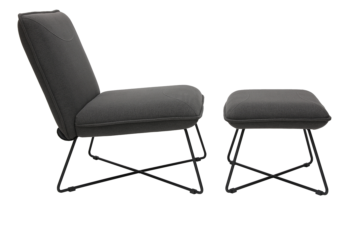Design-Sessel mit Fuablage Stoff in Dunkelgrau PHILO