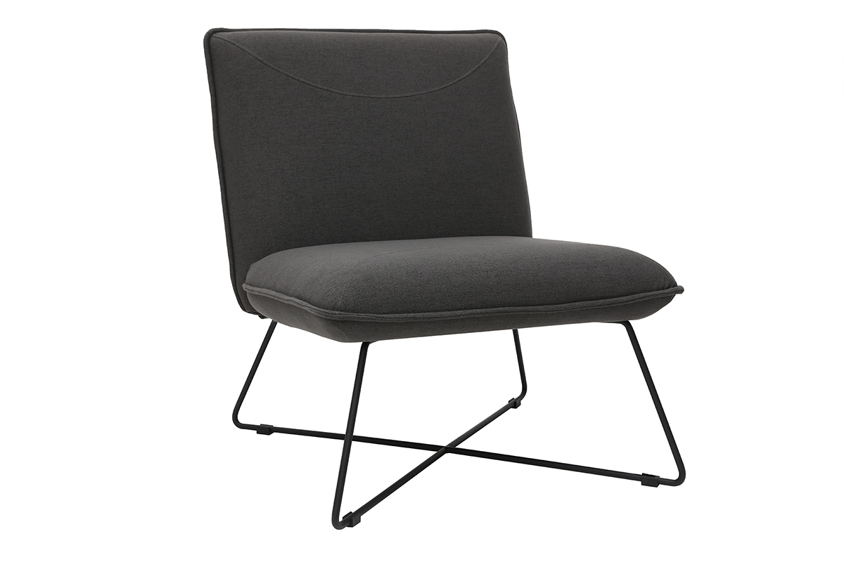 Design-Sessel mit Fuablage Stoff in Dunkelgrau PHILO