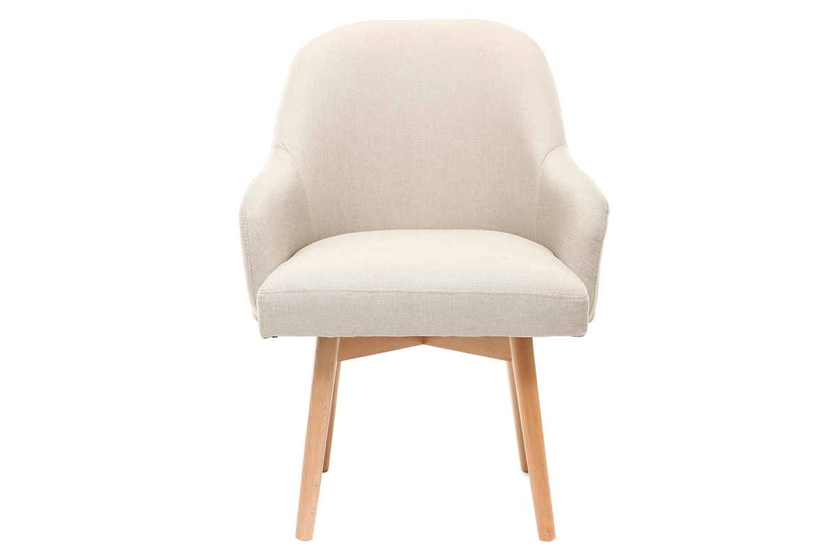 Design-Sessel naturfarben helle Holzbeine MONA