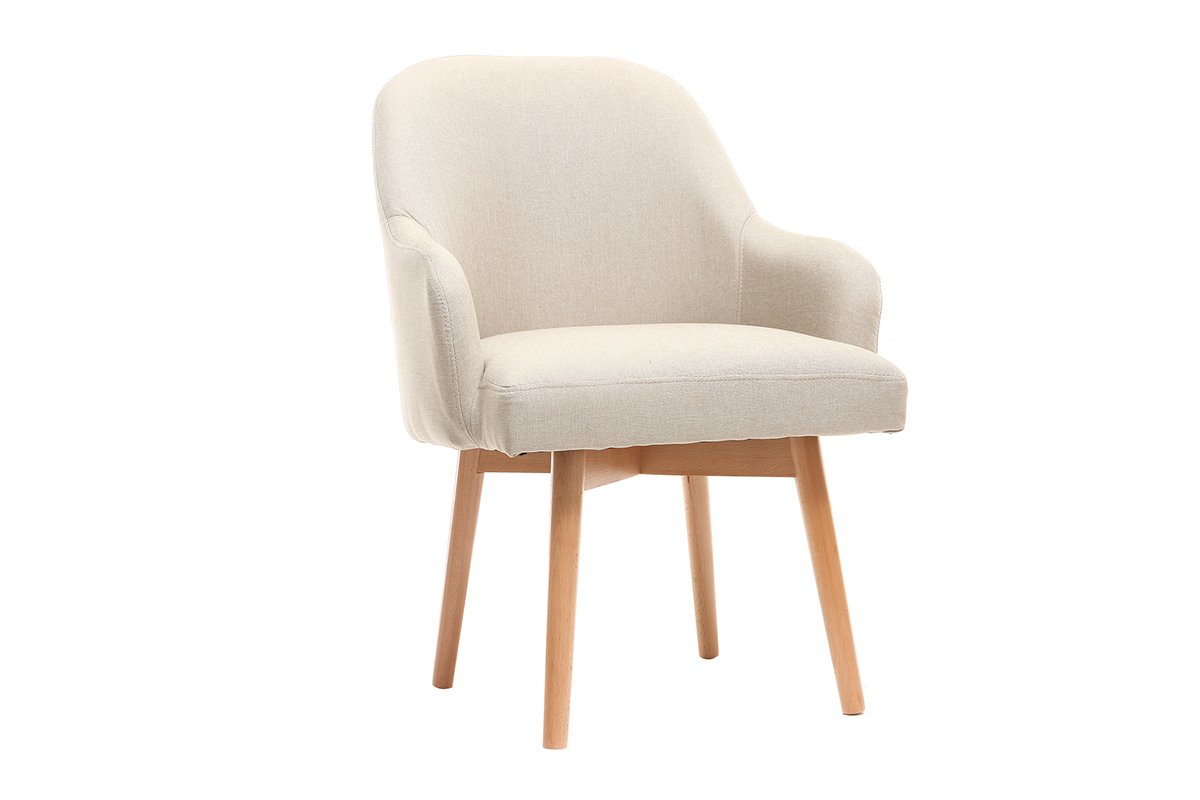 Design-Sessel naturfarben helle Holzbeine MONA