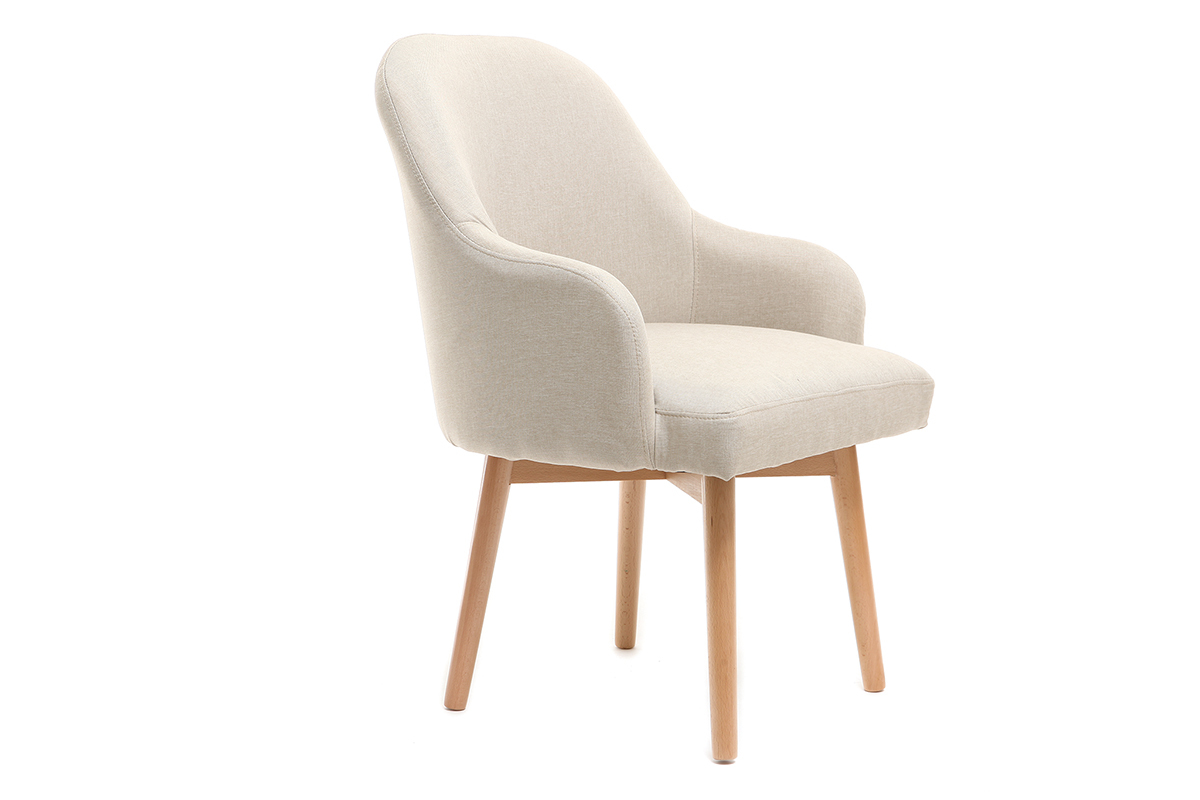 Design-Sessel naturfarben helle Holzbeine MONA